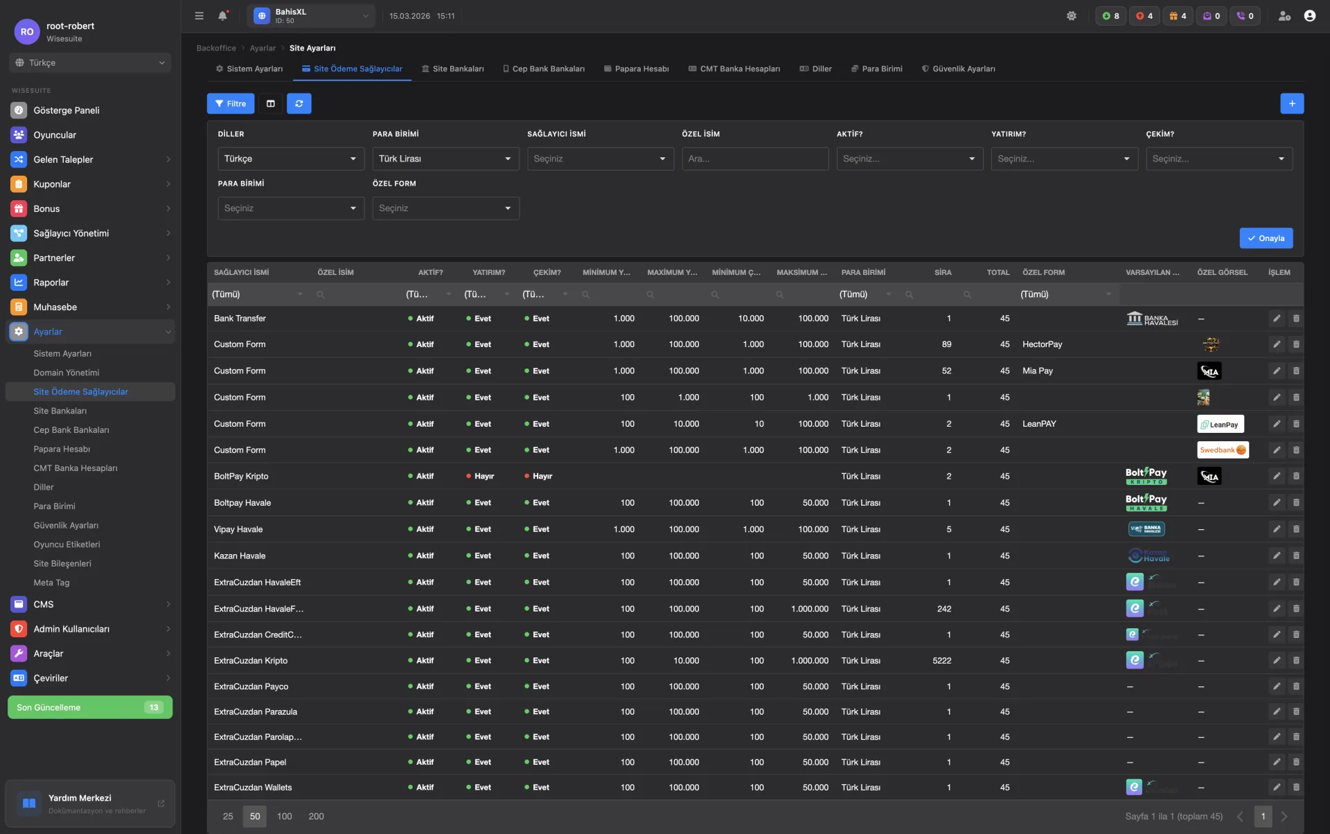 Ödeme Sağlayıcıları